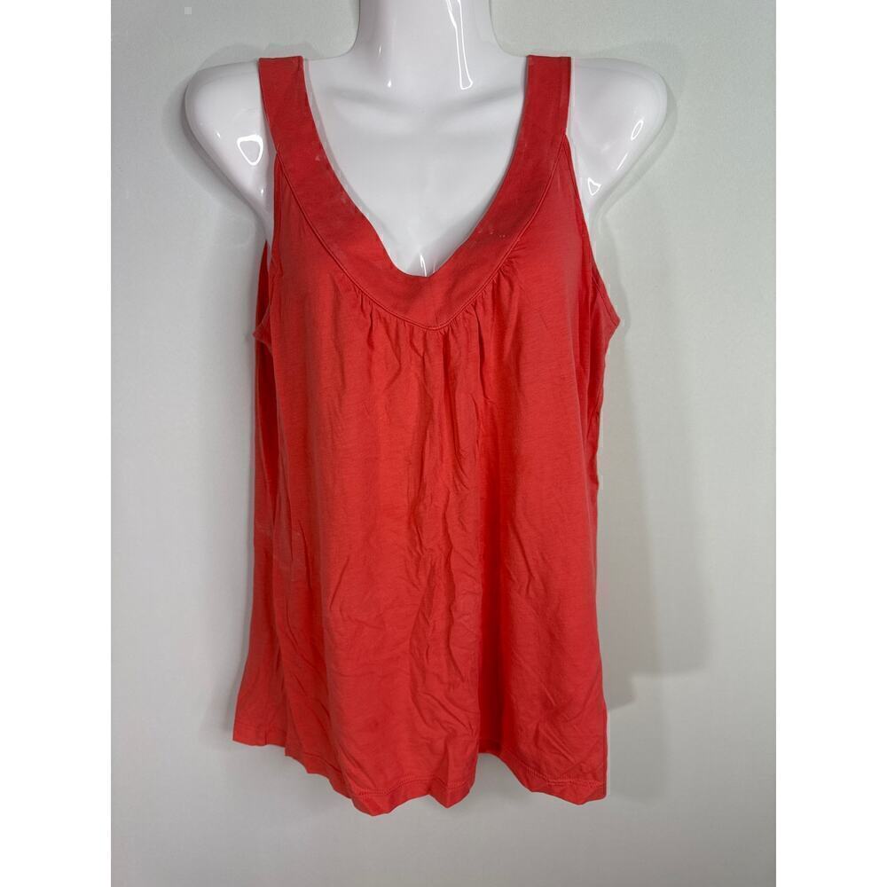 Lilla P Orange Pima Cotton‎ V-Neck Sleeveless Swingy Tank Size S